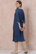 Olive Green LIVA Straight Kurta image number 4
